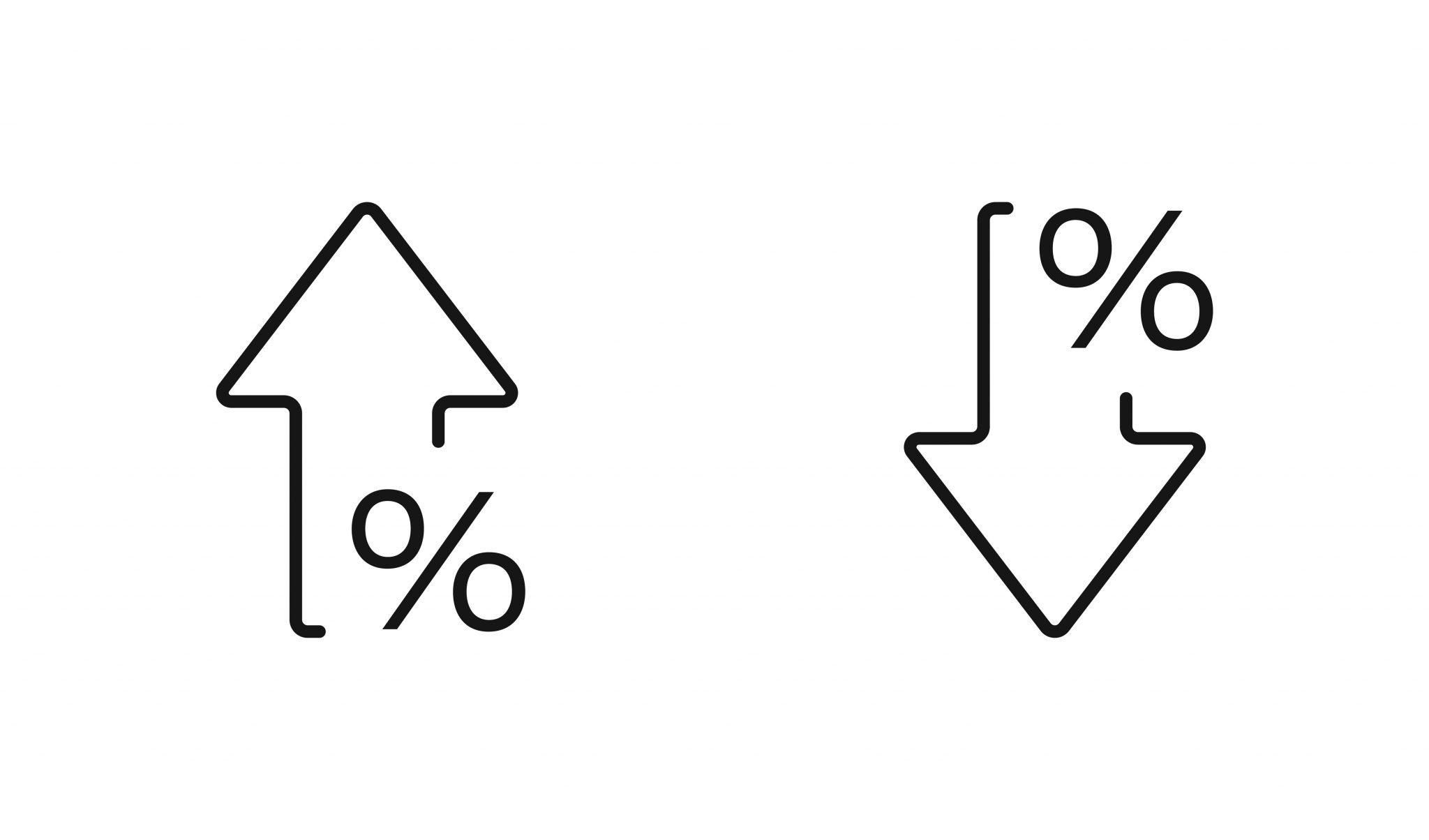 Percent arrow isolated icon in line style. Vector business concept in flat.