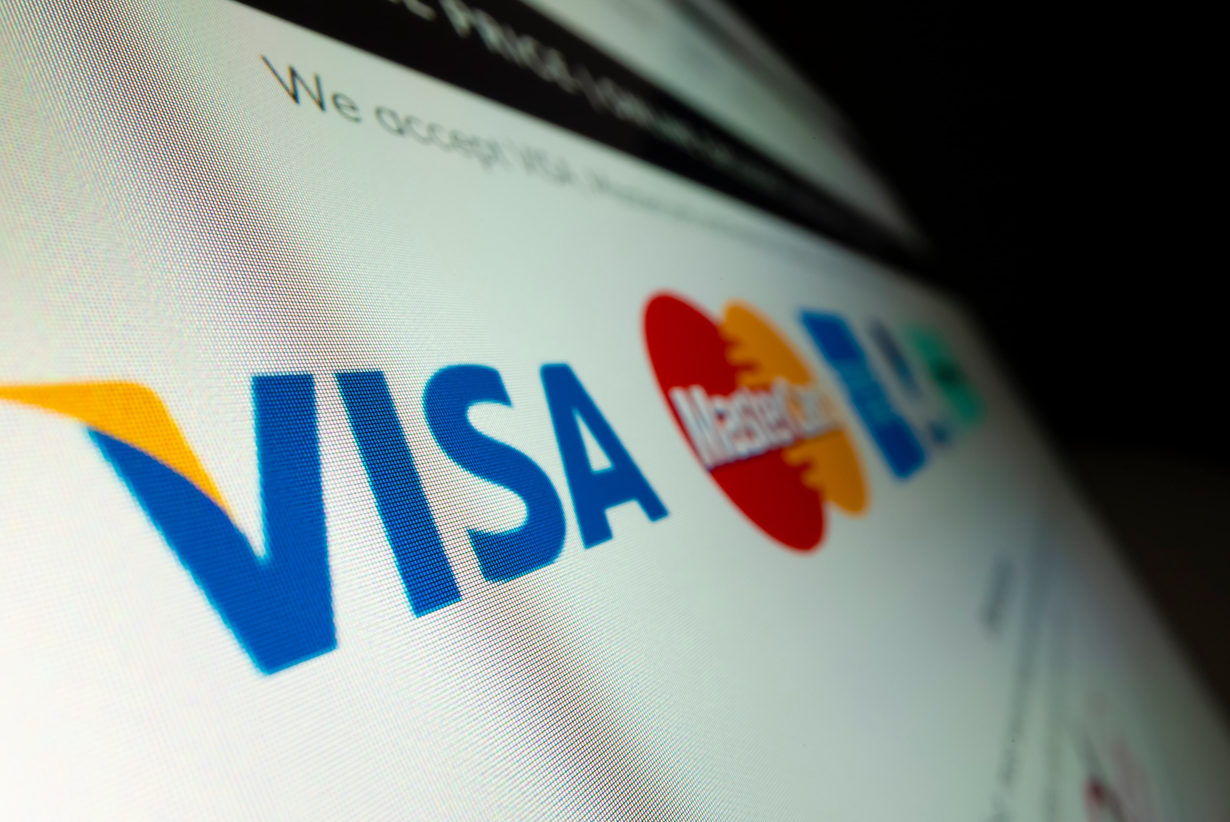 Close-up view of Visa logo