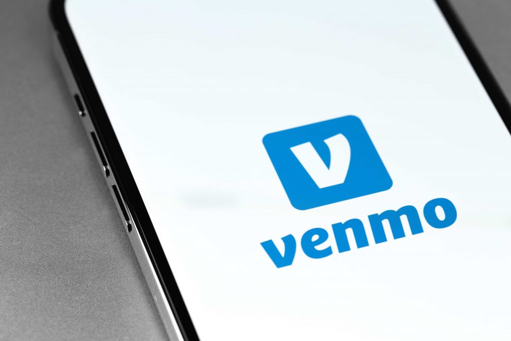 Venmo logo mobile app on screen smartphone
