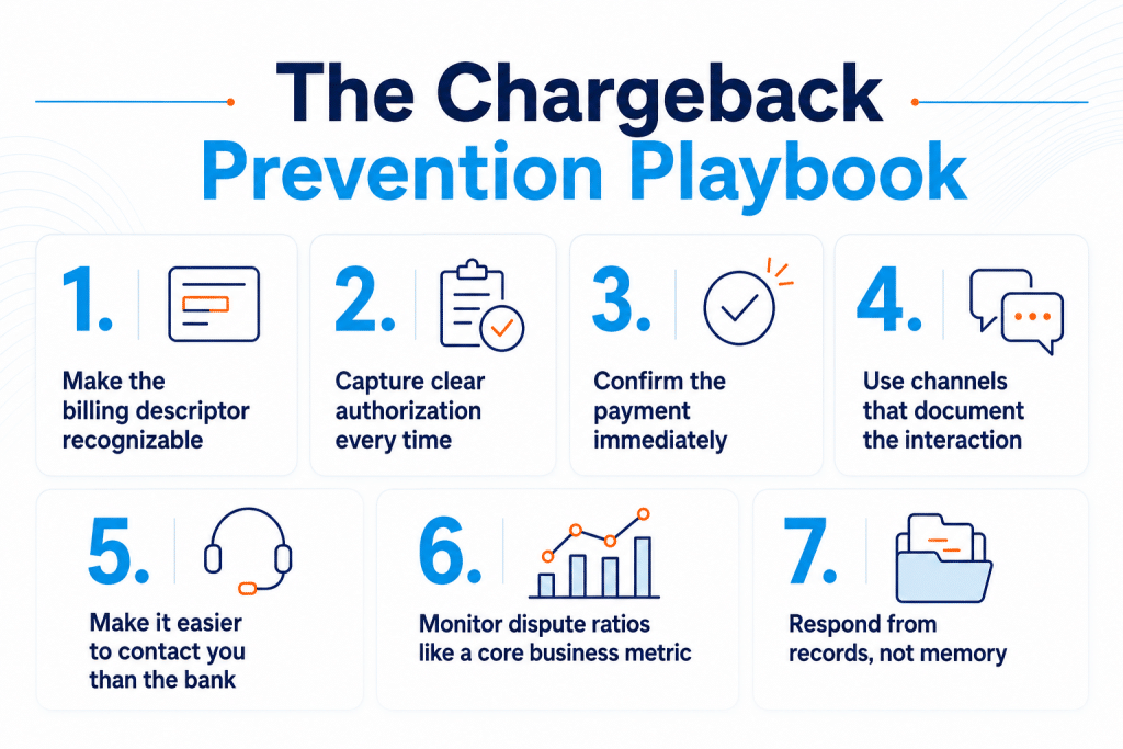 The 7 steps in the Charegback Prevention Playbook